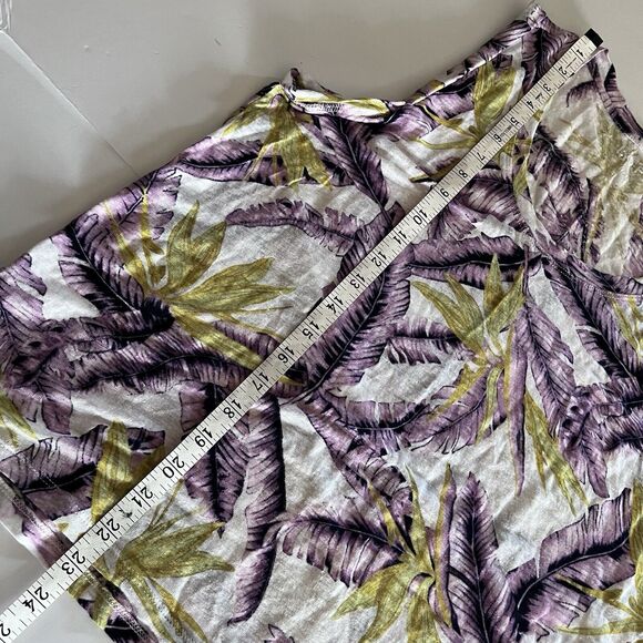 LOFT Women's Sleeveless Linen Tank Top Tropical Leaf Print Size L Multicolor - Picture 9 of 9